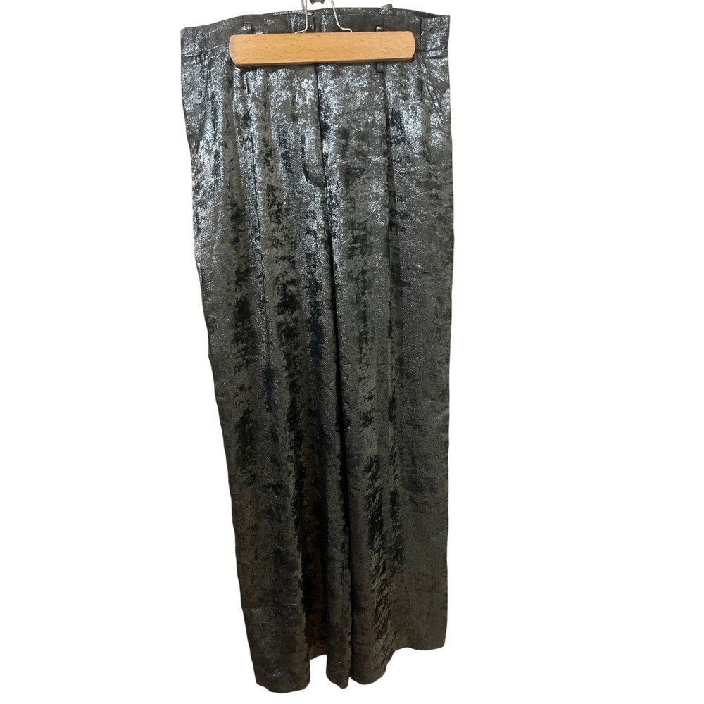 BCBG Max Azria Metallic Foil Wide Leg Dressy Pants Gold Size M Club Party